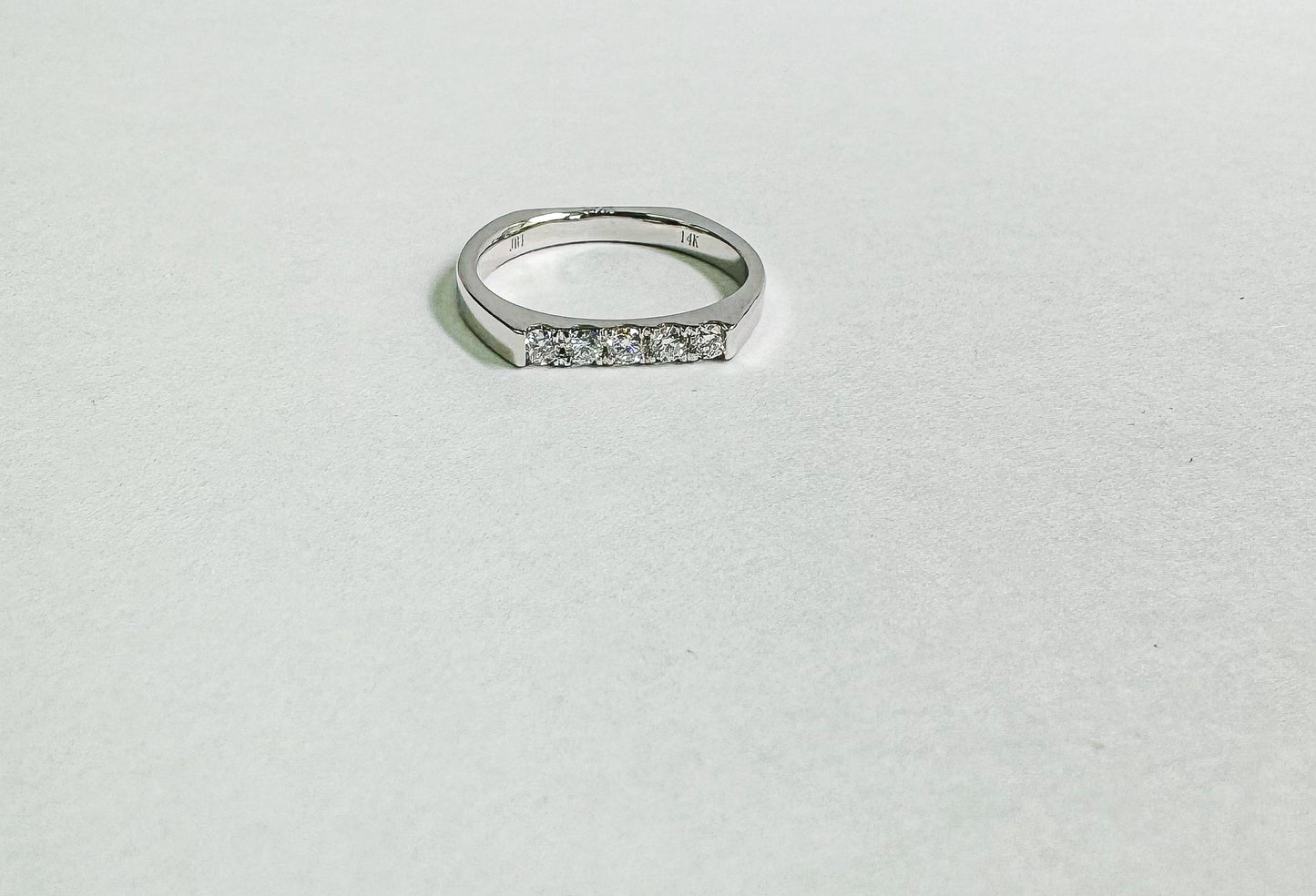 White Gold Flat Bar Ring