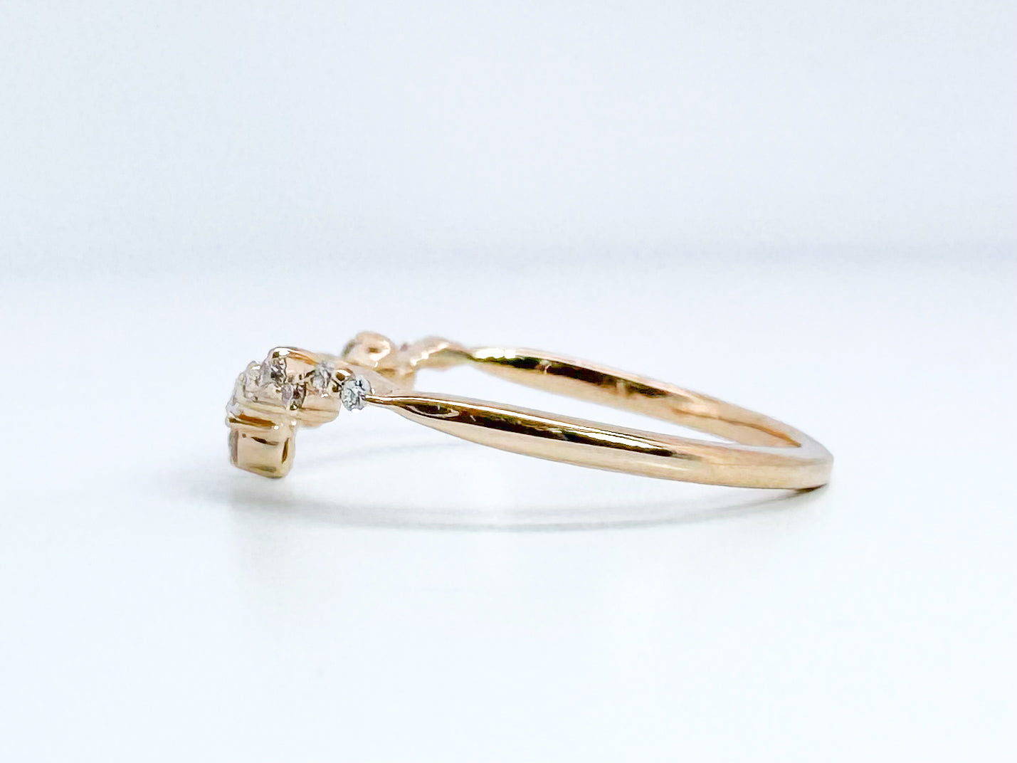 14K, Yellow gold, .22 diamond total weight, contour band.