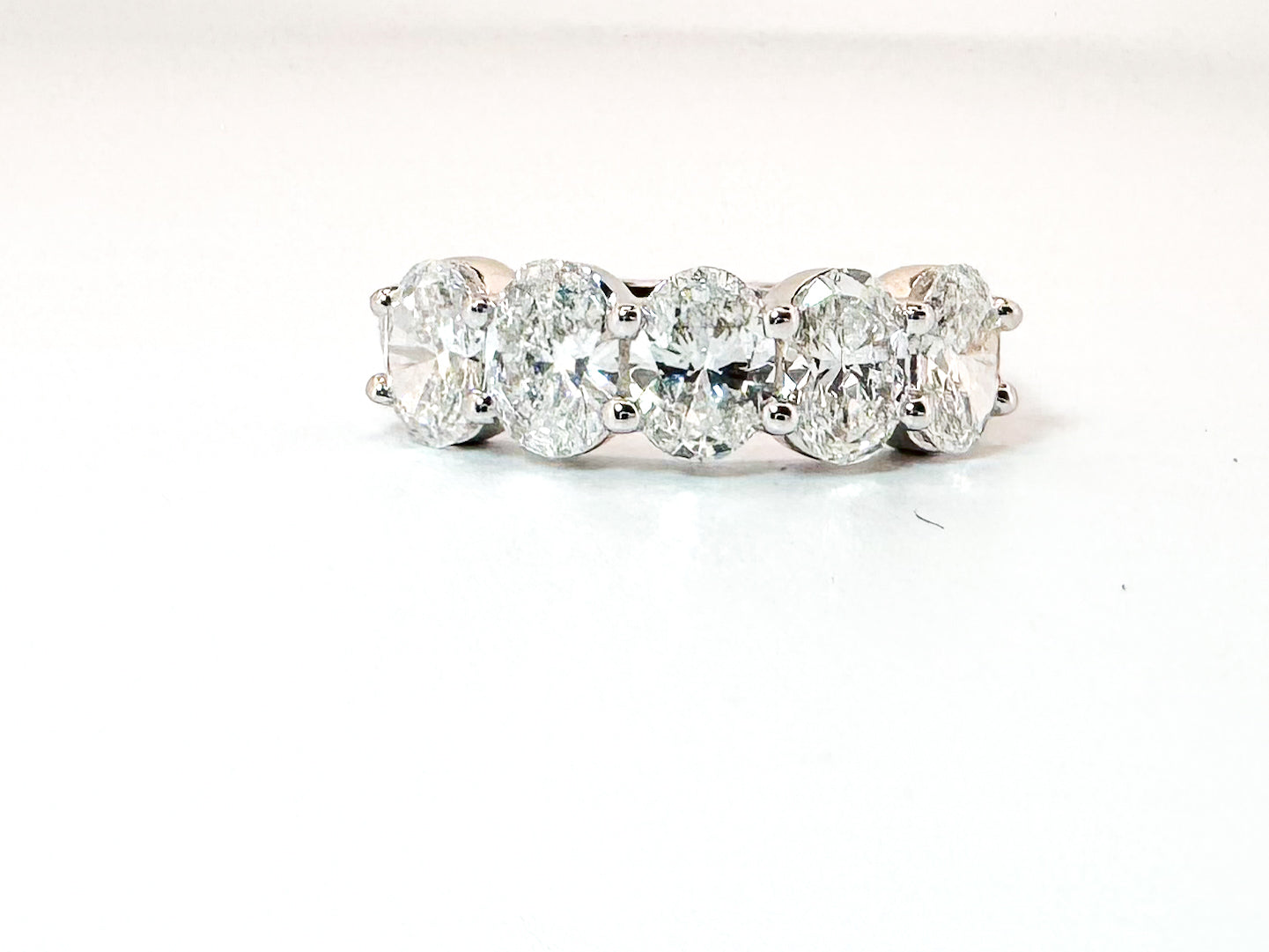 14k, White gold, Lab grown, five oval, diamond band 2.00 ctw