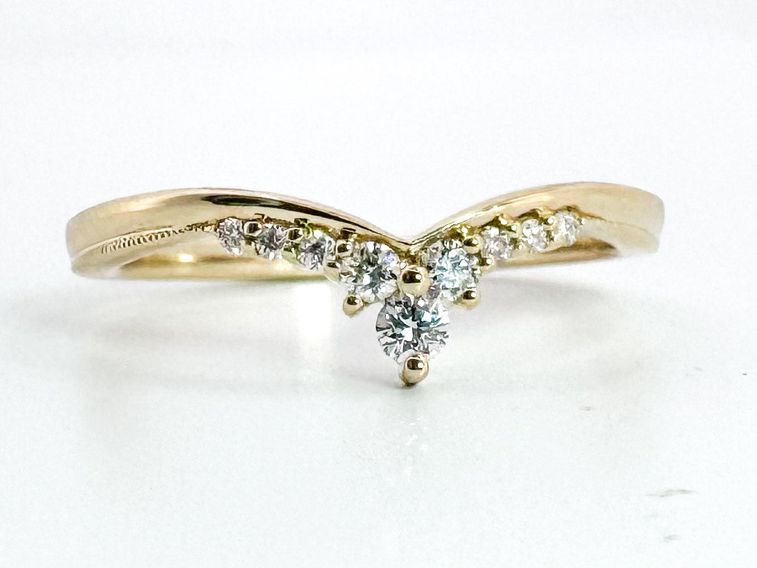 14K .14 Diamond total weight, contour wedding band