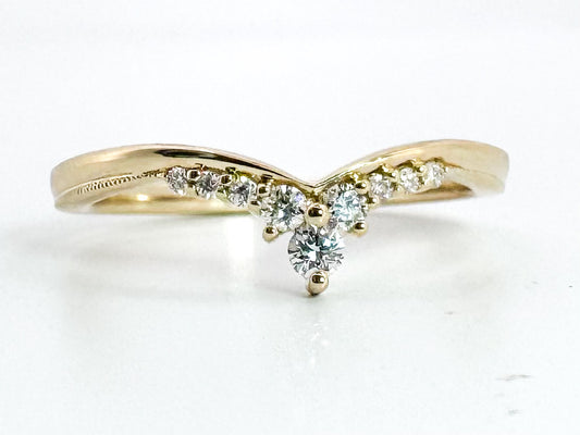 14K .14 Diamond total weight, contour wedding band