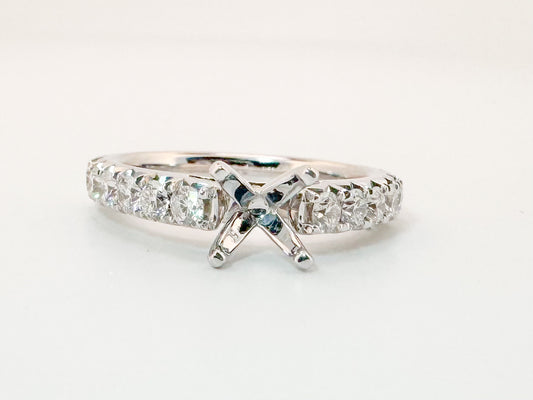 14k,White gold .80 carat total weight, cathedral semi mount.