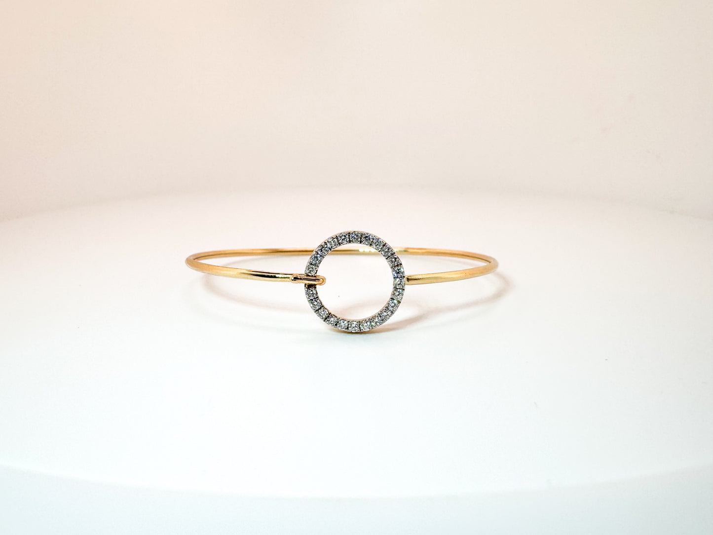 14K, yellow gold .29 diamond total weight, circle bangle. Lab grown