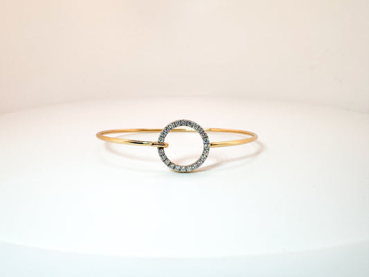 14K, yellow gold .29 diamond total weight, circle bangle. Lab grown