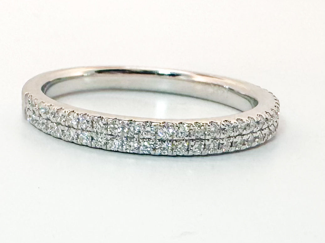 14K, White gold double row diamond band .30 carat total weight.