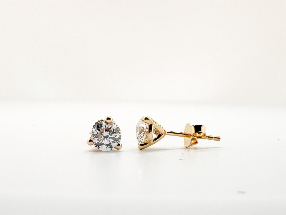 14K, Yellow gold, 2.00 ctw lab grown diamond stud earrings