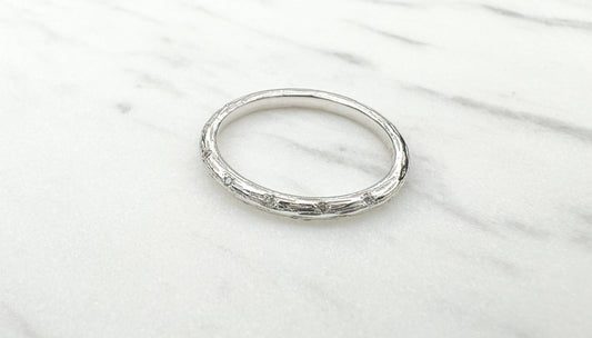 Textured White Gold Diamond Band