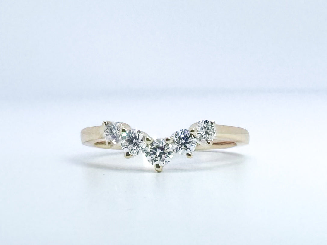 14k, yellow gold .42 carat total weight, chevron wedding band.