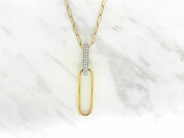 Diamond paperclip necklace and chain