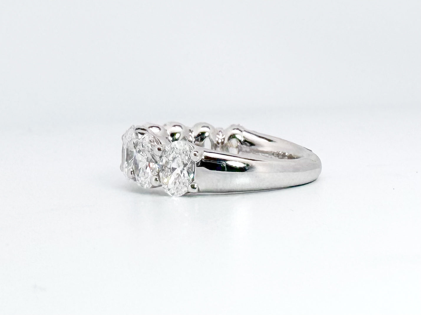 14K,White gold 4.20 diamond total weight oval lab  diamond wedding/ anniversary band