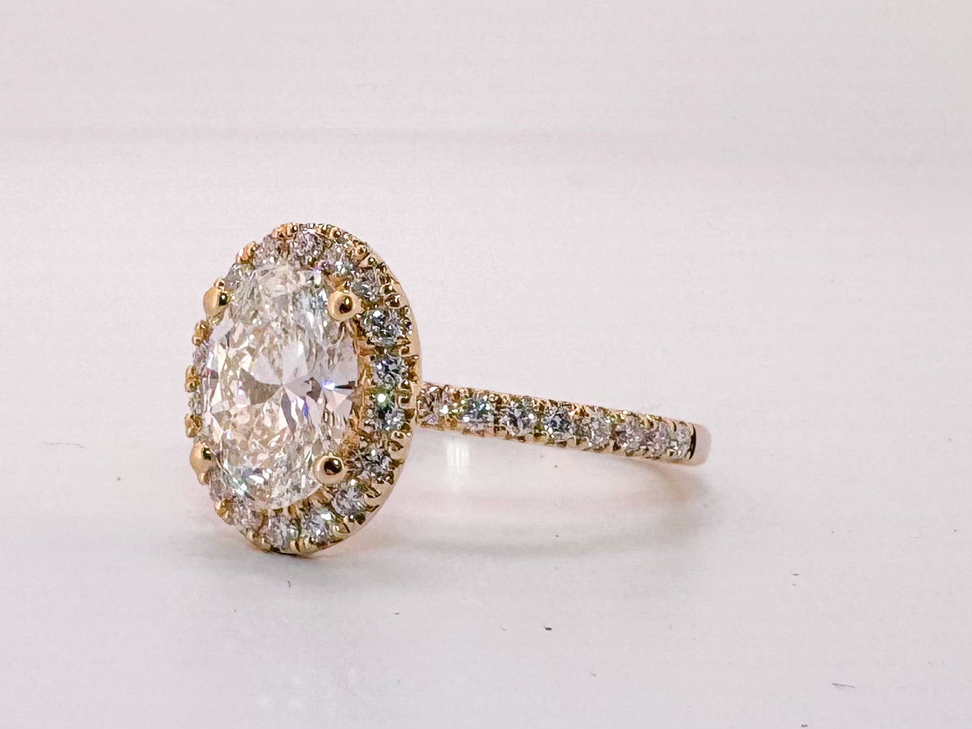 14K yellow gold 2.00 carat total weight, Lab grown engagement ring. IGI certified