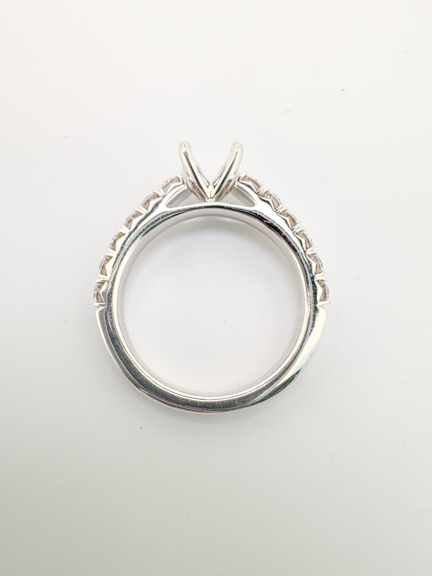 14k,White gold .80 carat total weight, cathedral semi mount.