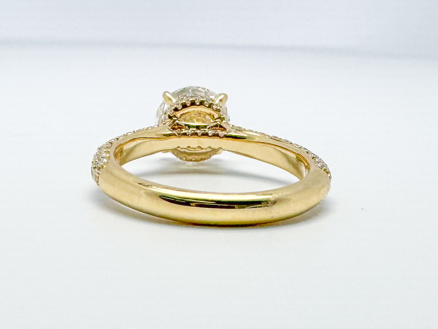 14k yellow gold, lab grown pave diamond engagement ring.2.75 carat total weight