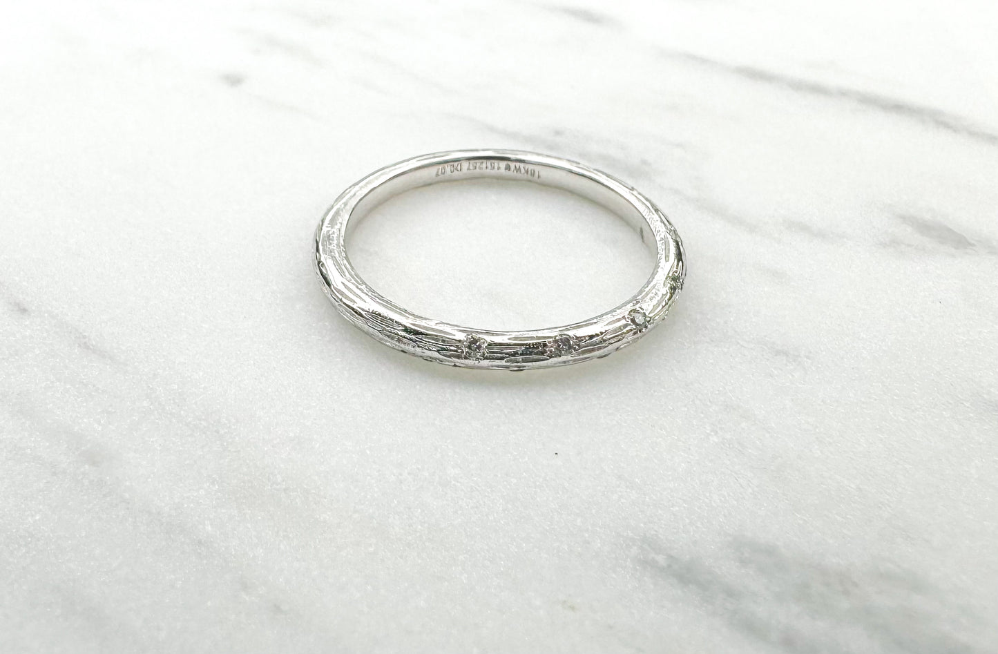 Textured White Gold Diamond Band
