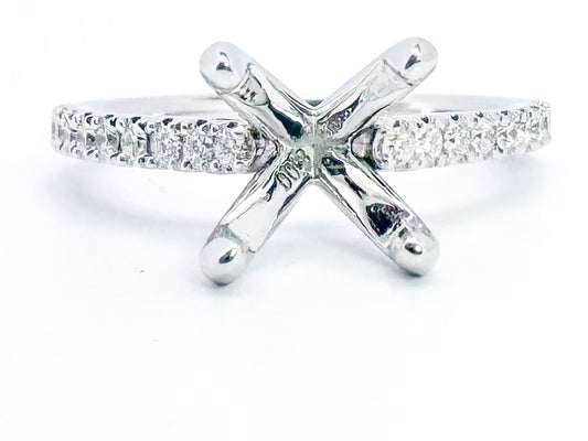 14KW .25 diamond total weight, engagement ring for 8.00mm Round stone.