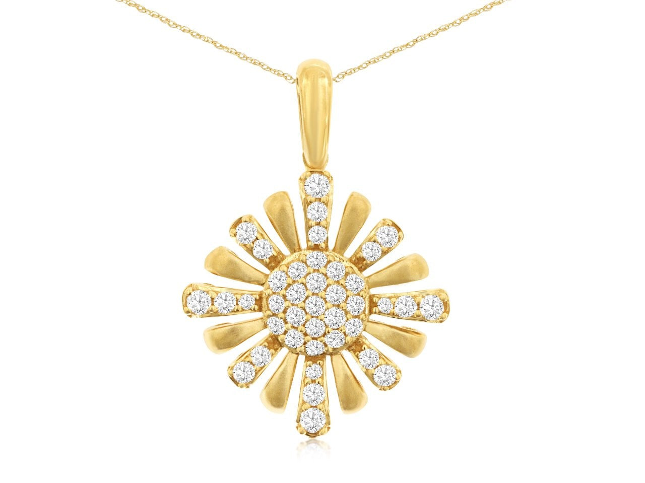 14k, Yellow gold diamond pendant. .33 carat total weight