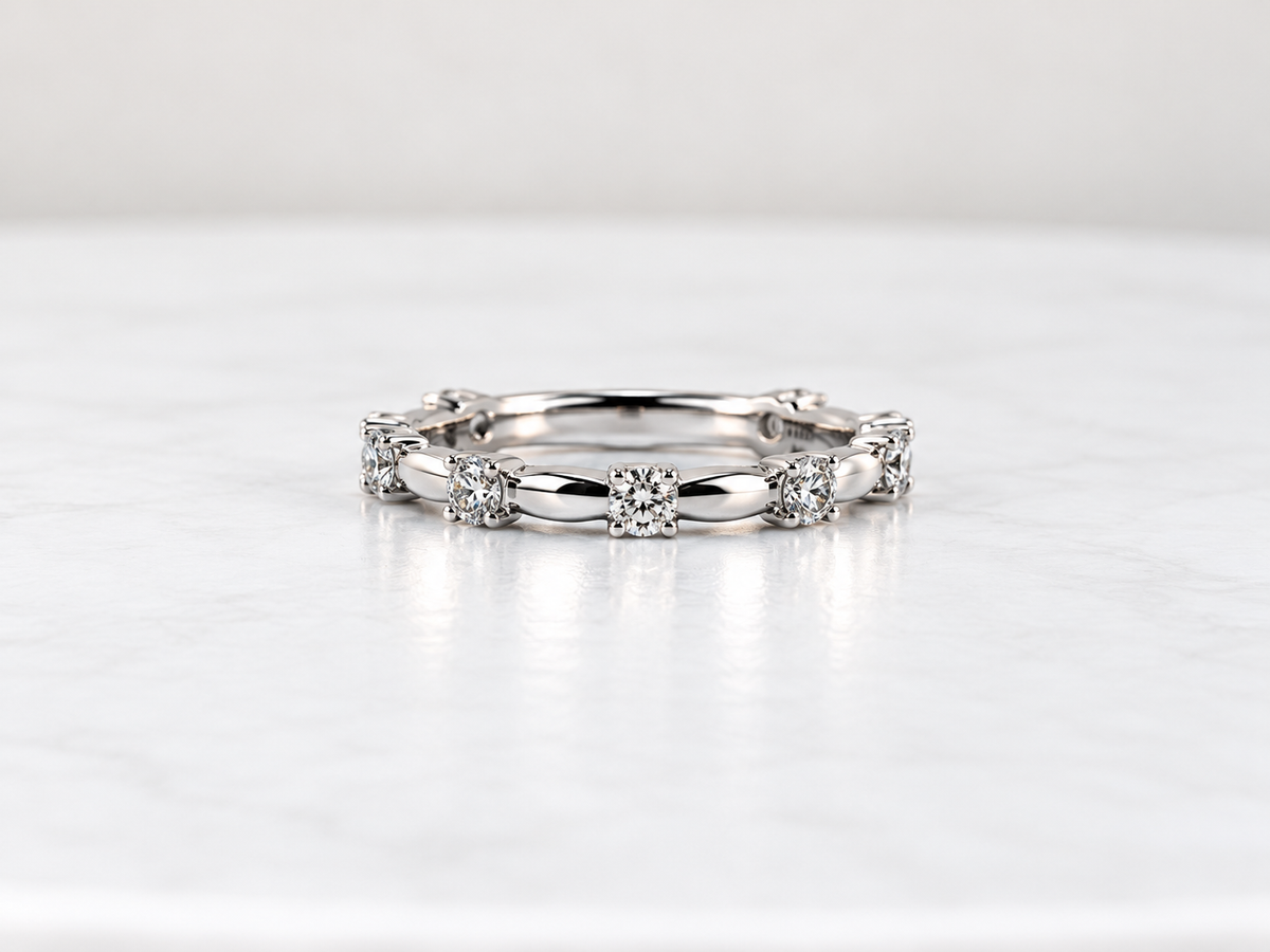 14K, White gold, .44 diamond total weight, lab grown diamond, wedding band