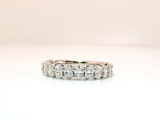 14K,White gold, natural oval diamond band. 1.30 carat total weight. VS F/G