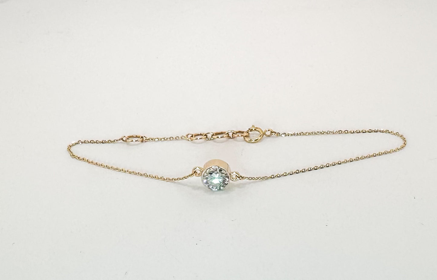 14K, Yellow gold, .70 carat lab grown, round brilliant diamond bracelet.