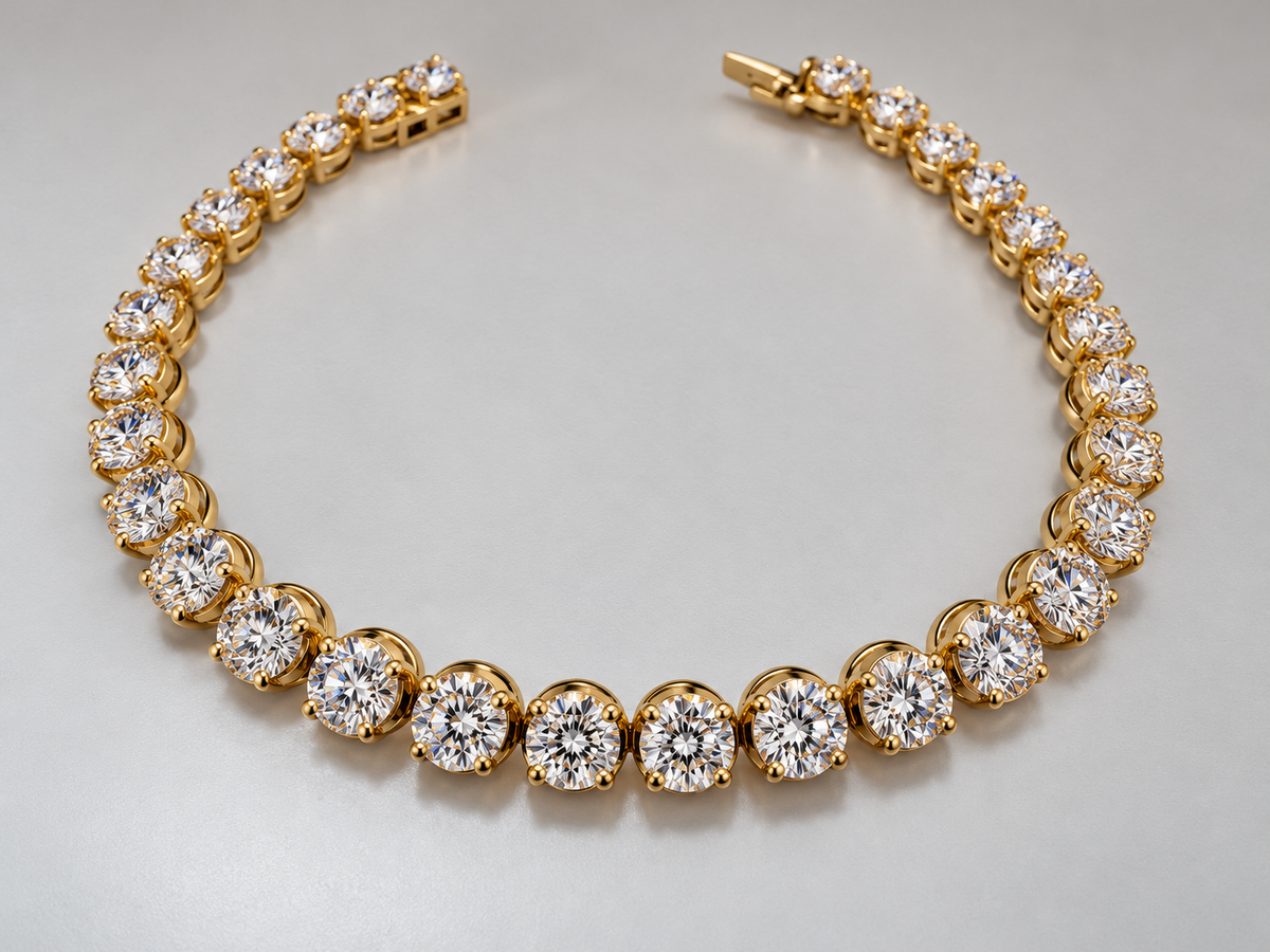 14KY 11.70 cara total weight, lab grown diamond tennis bracelet.