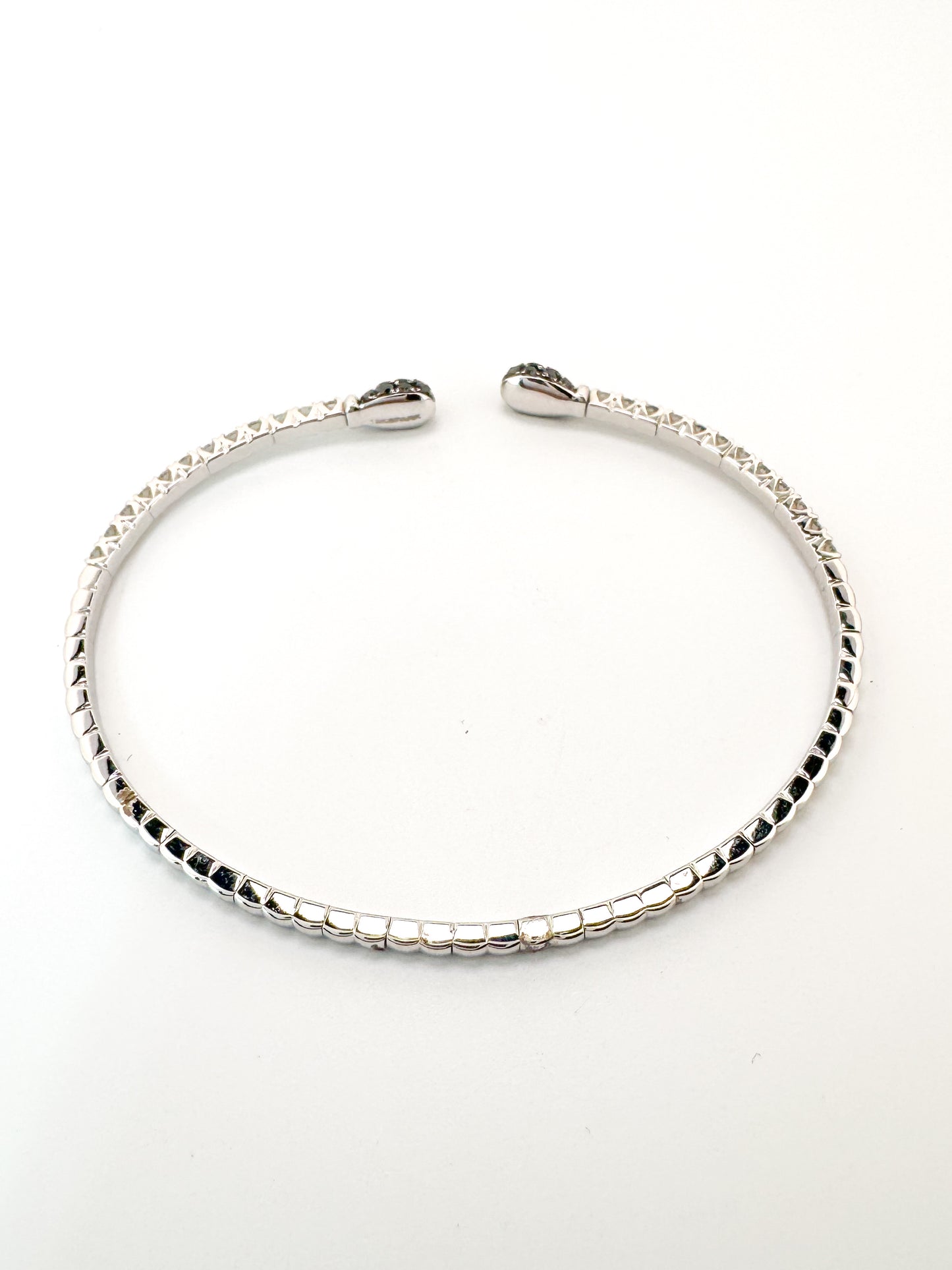 18k, White gold, natural black and white diamond cuff bracelet.