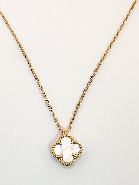 14k, Yellow gold, double side, mother of pearl, alhambra pendant