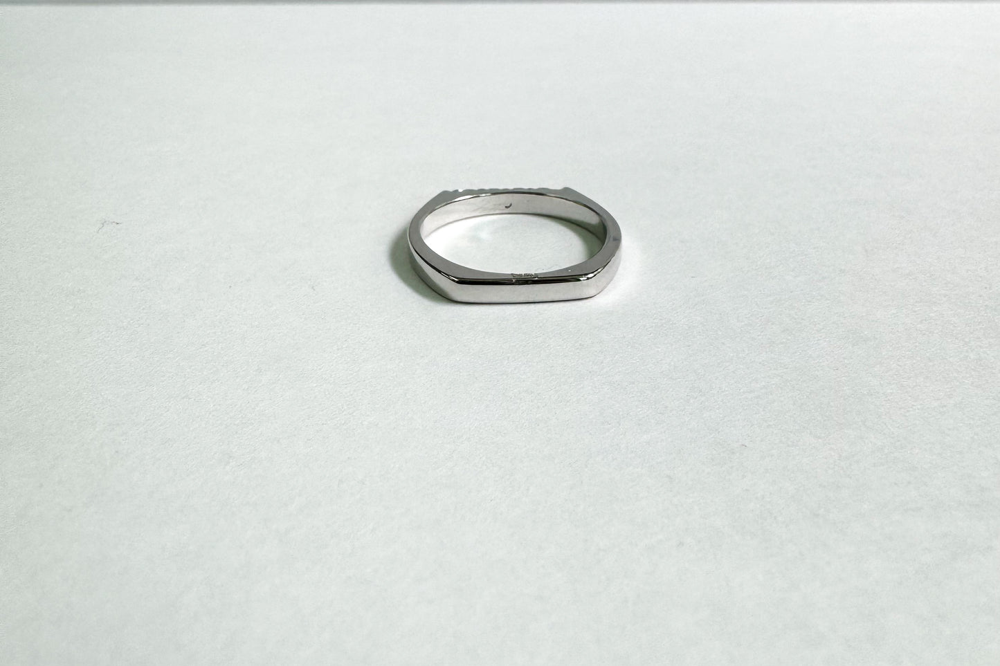 White Gold Flat Bar Ring