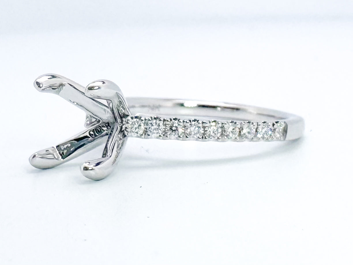 14KW .25 diamond total weight, engagement ring for 8.00mm Round stone.