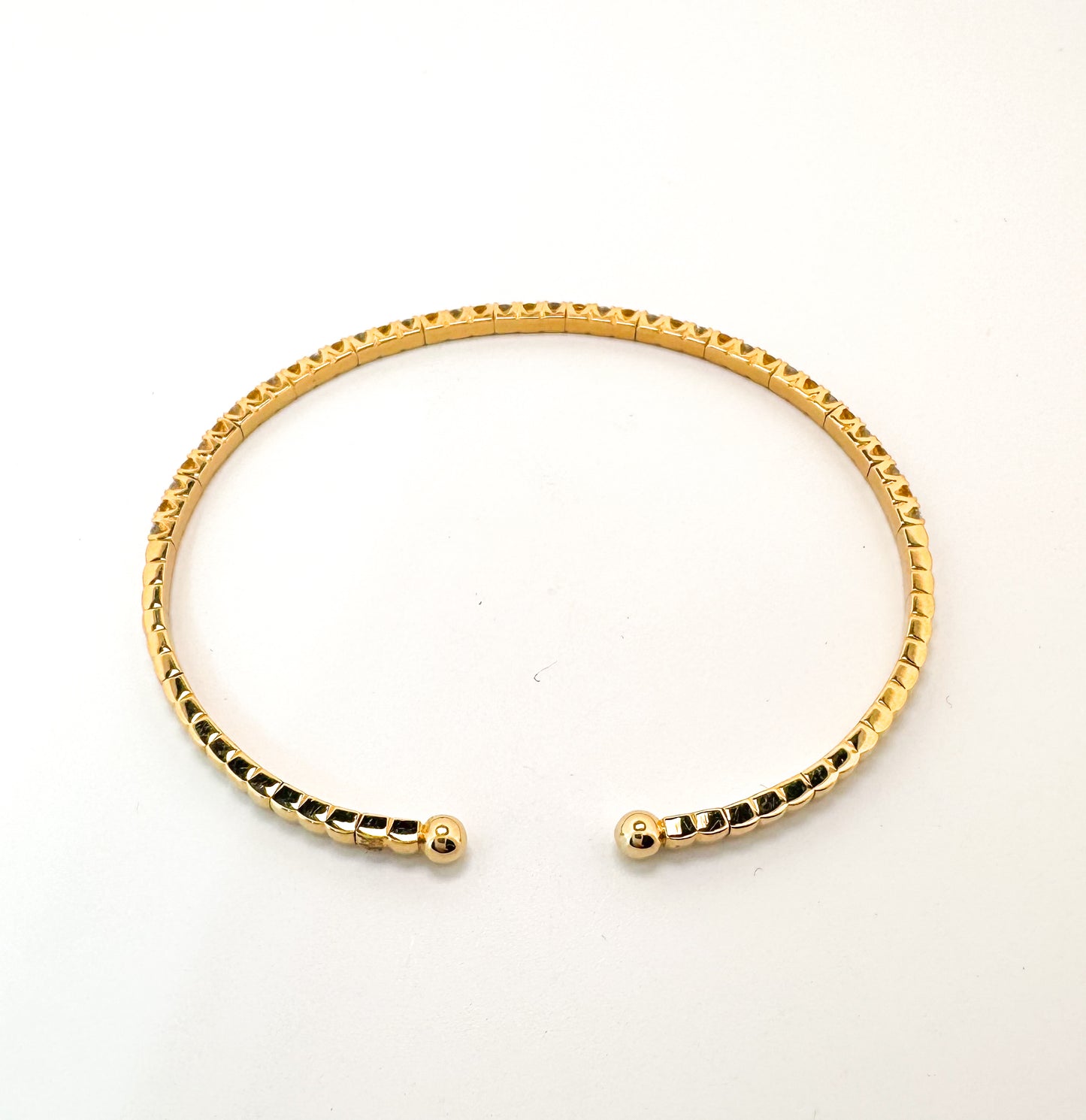 18K,Yellow gold, natural sapphire and diamond cuff  bangle bracelet.