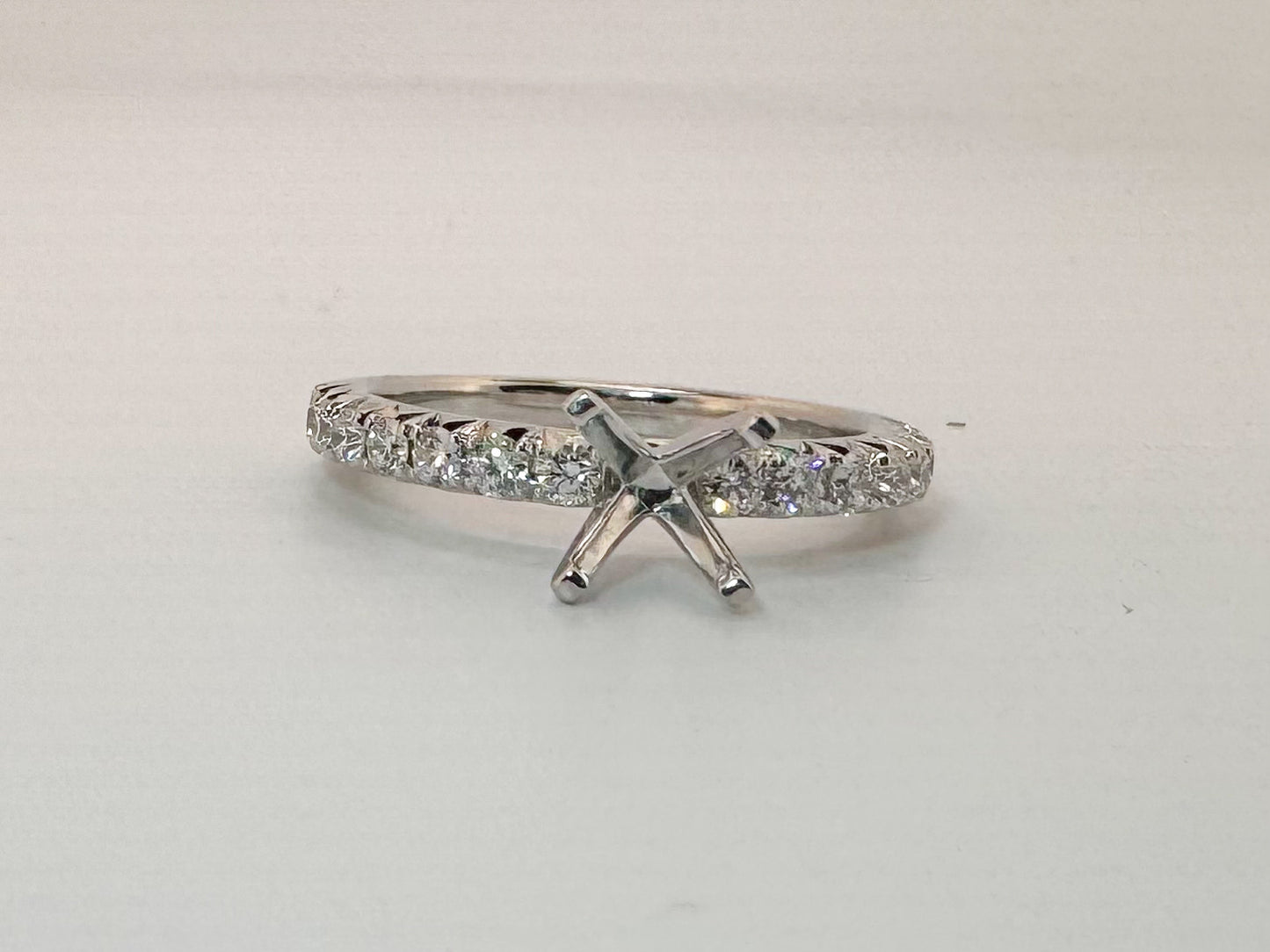 14K, White gold, .50 carat total weight,diamond engagment semi mount.