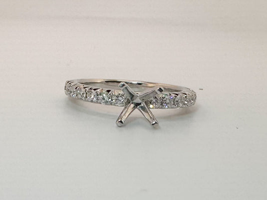 14K, White gold, .50 carat total weight,diamond engagment semi mount.