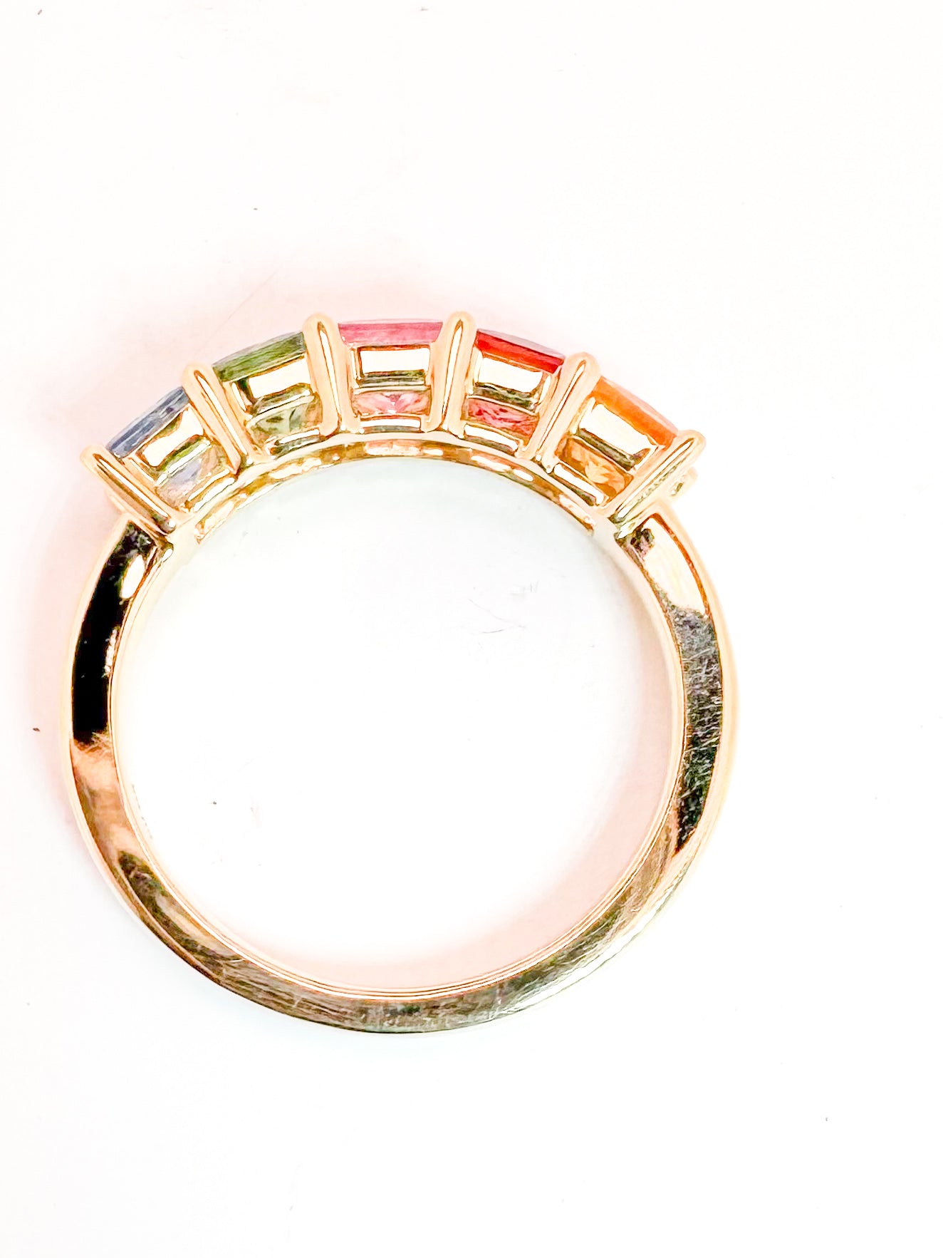 14K, Yellow gold, 2.24 carats of mulit color sapphires