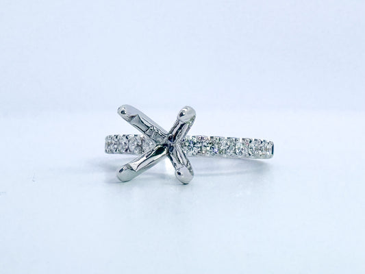 14K, white gold .40 carat total weight, natural diamond engagement ring for an 8mm stone.