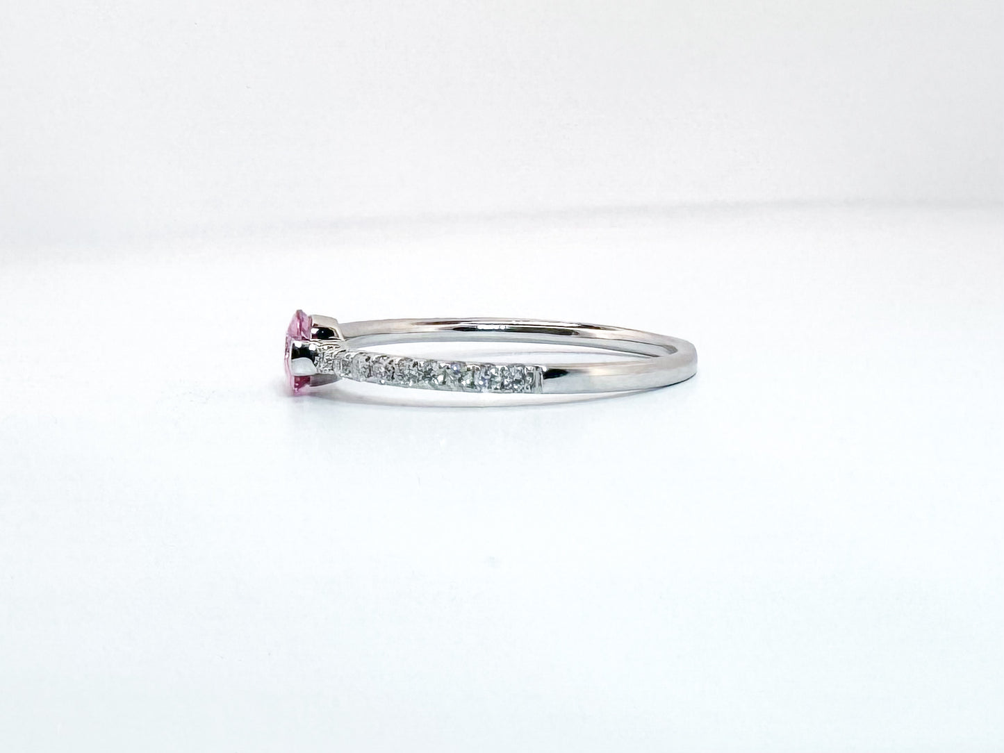 14k, white gold, .53 carat natural pink sapphire with .17 carats of diamonds