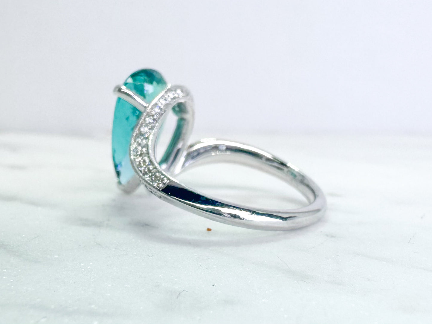 14k custom design tourmaline and diamond ring