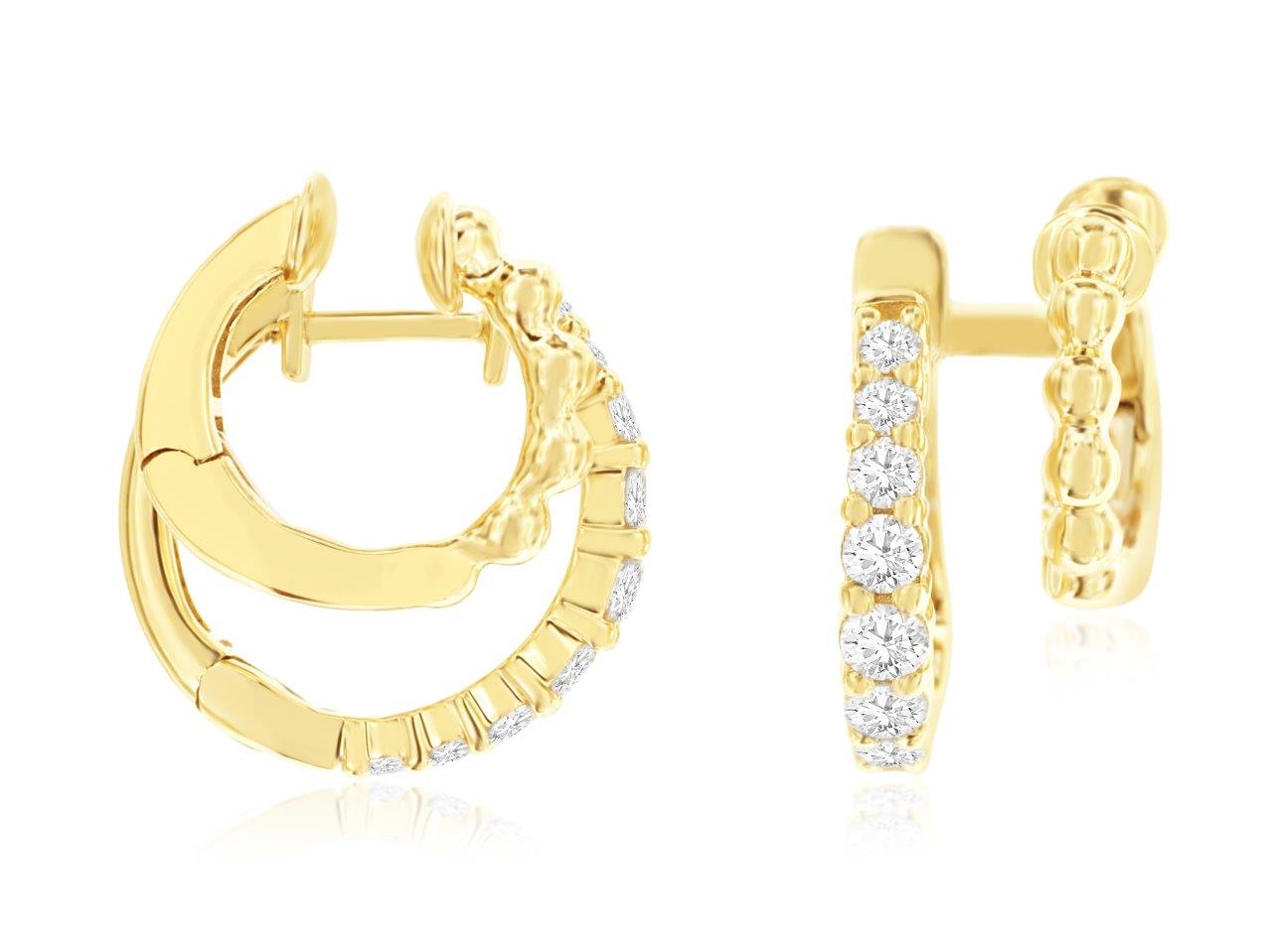14k, Yellow Gold, .52 carat total weight, Hoop Earrings