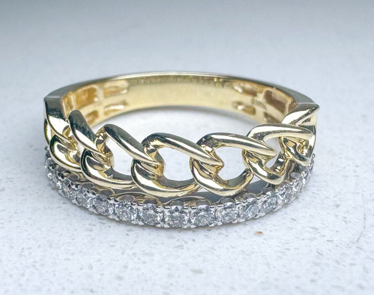 14k chain link .27 ctw chain link fashion ring
