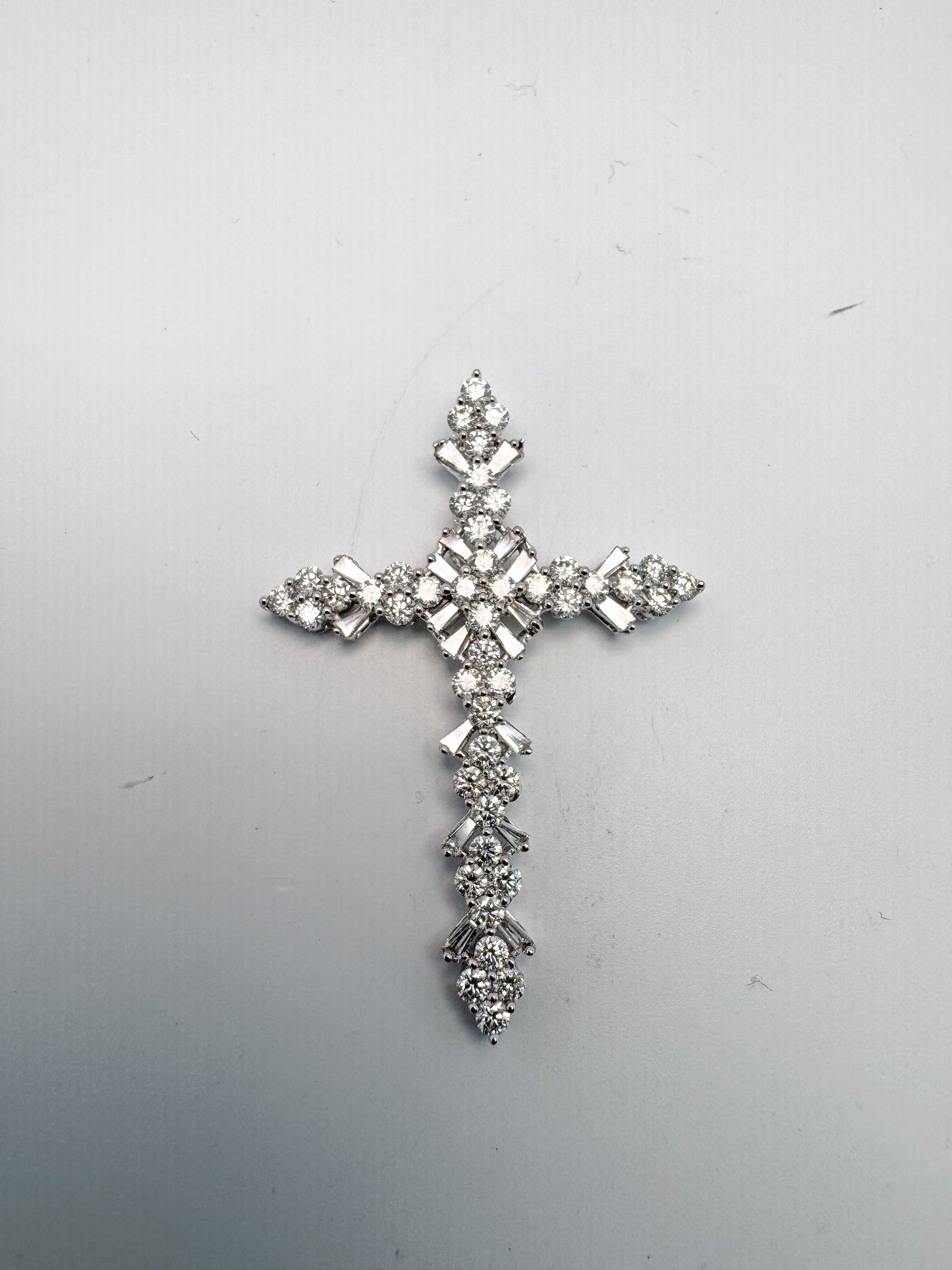 14k, white gold 1.96 carat diamond cross pendant