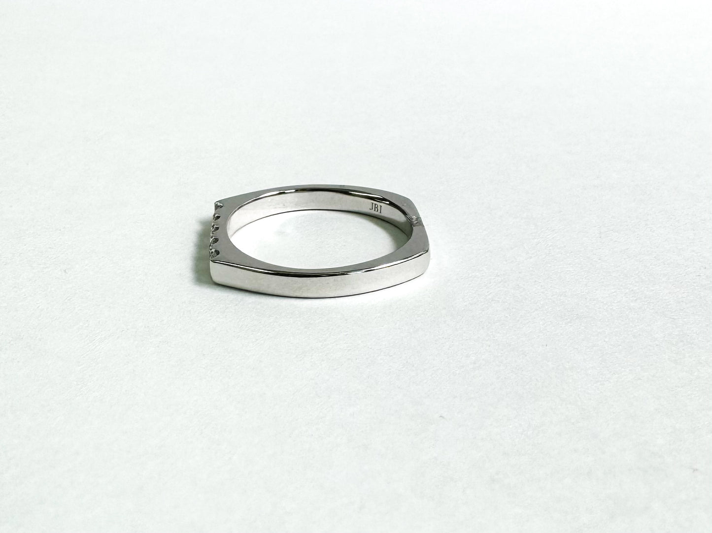 White Gold Flat Bar Ring