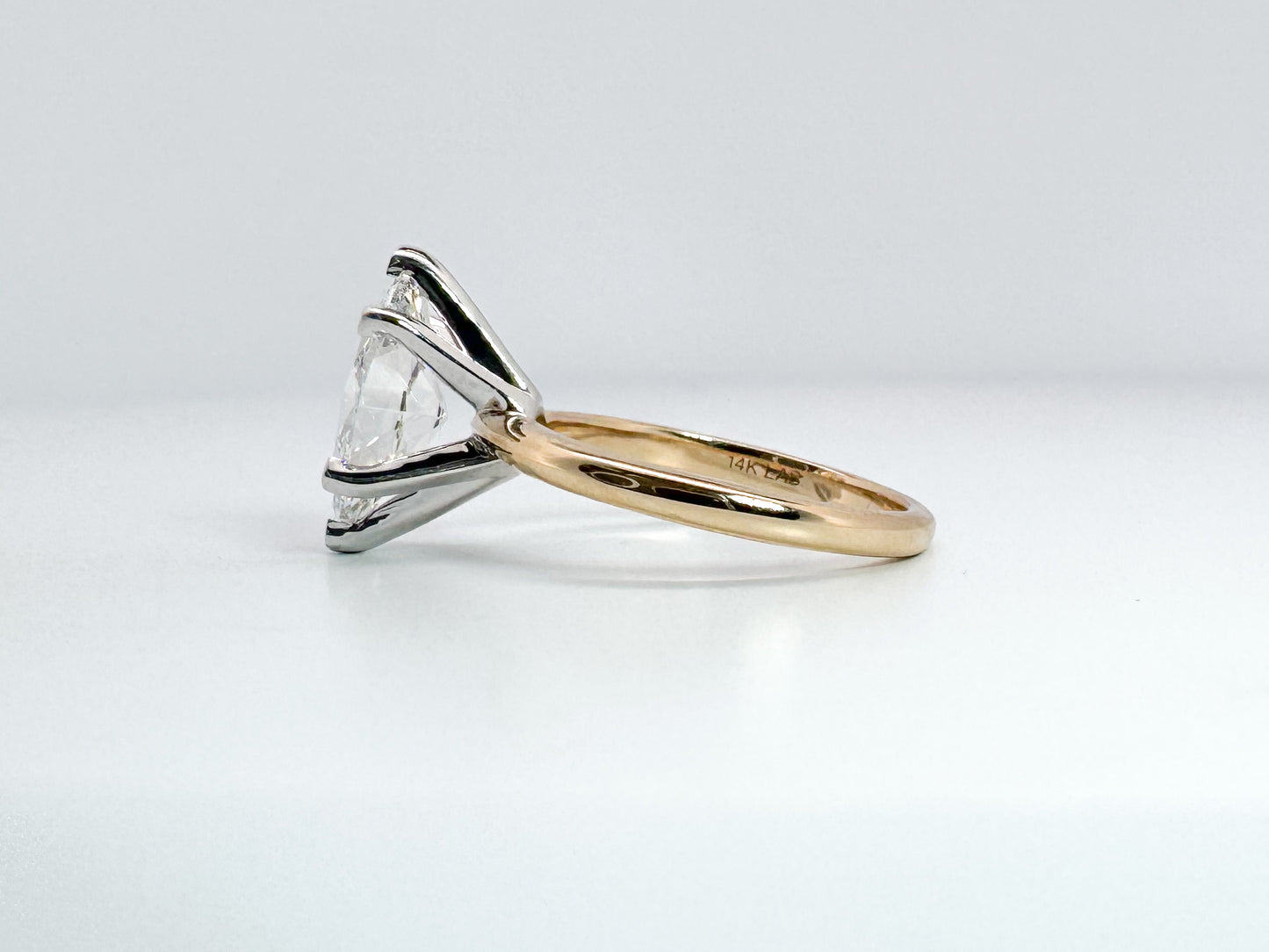 14K 2.04 marquise cut lab grown diamond solitaire VVS2 F