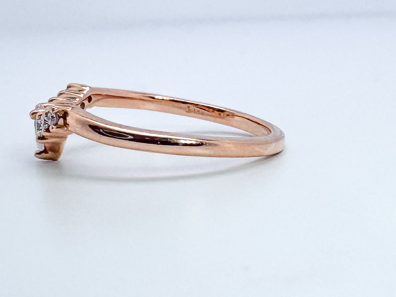 14k, rose gold, .25 diamond total weight, contour band.