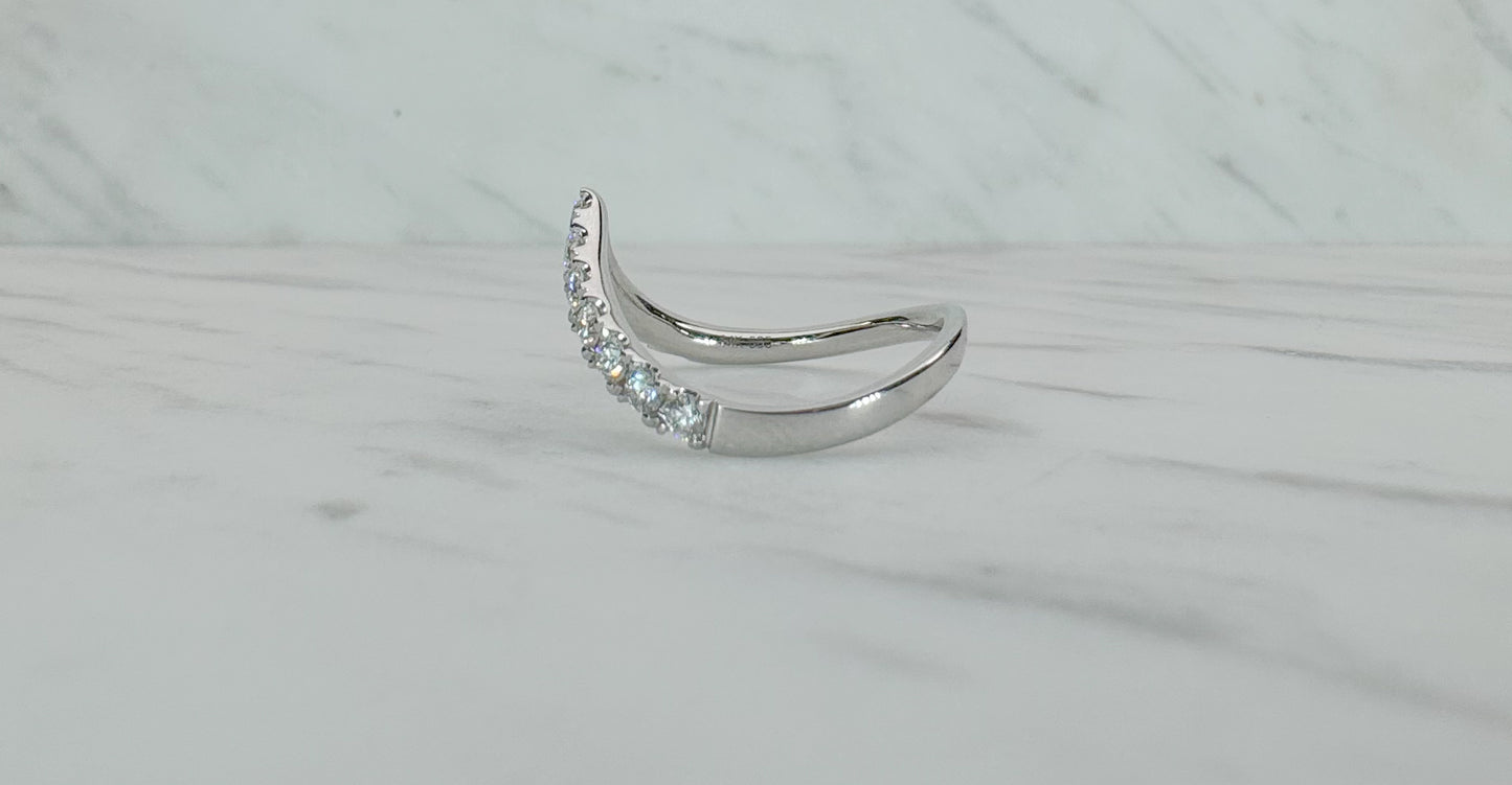White Gold Diamond V Ring