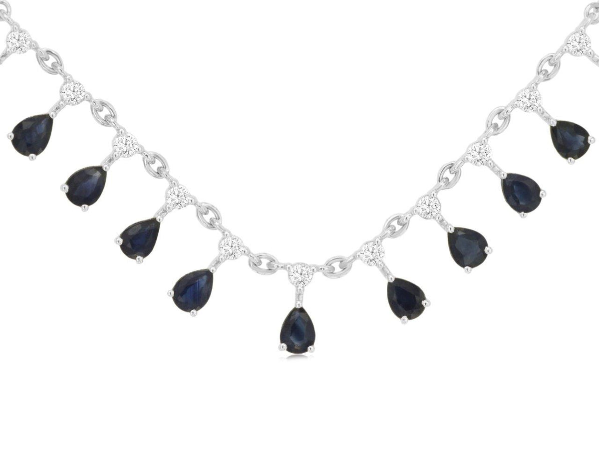 14k, White Gold, 2.20 carat, .35 carat total weight, Sapphire & Diamond Necklace
