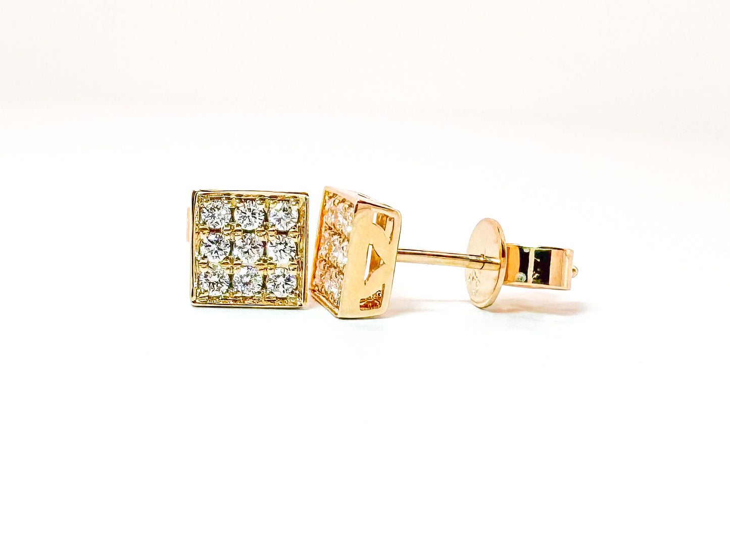 14k, Yellow gold, .25 carat total weight, diamond earrings.
