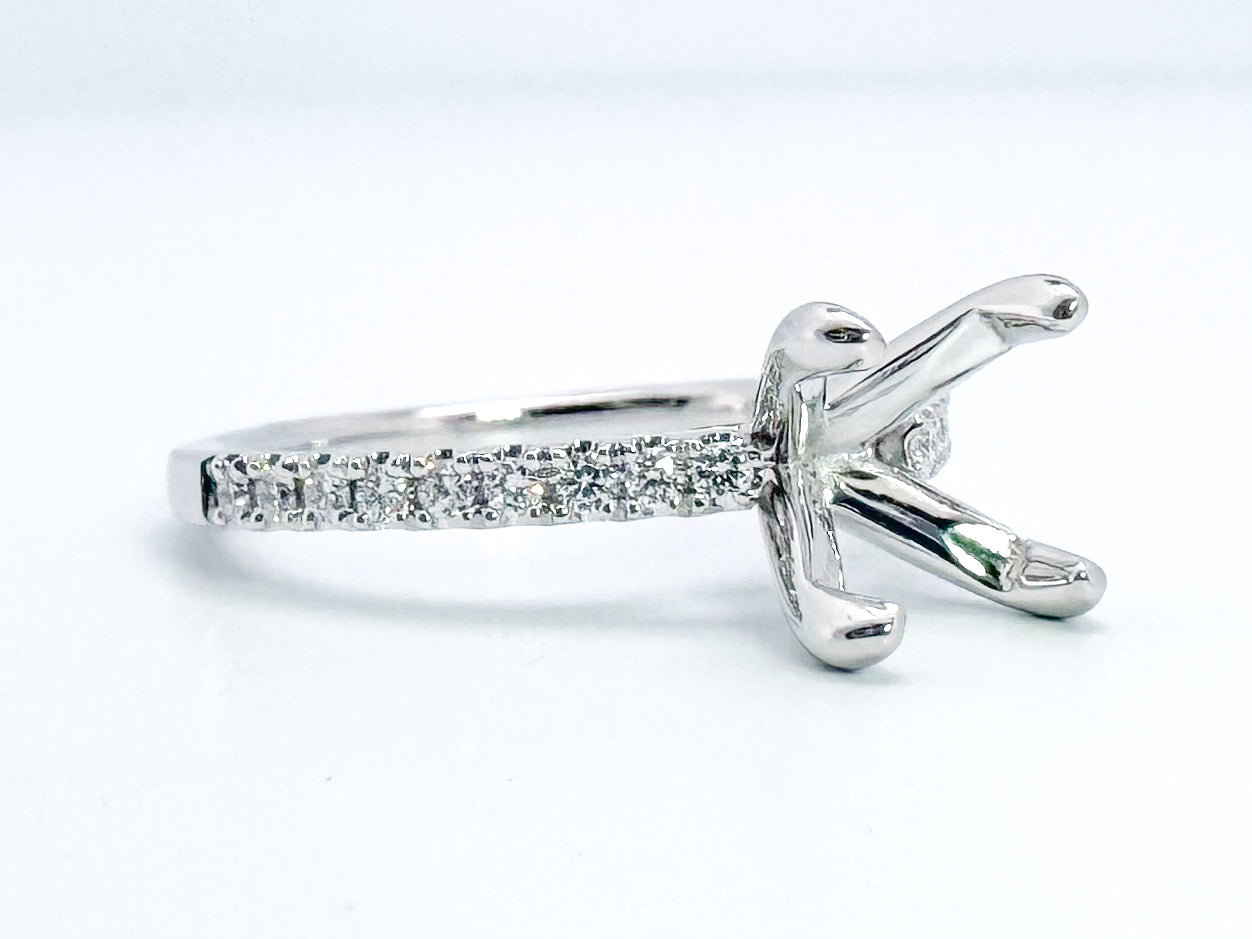 14KW .25 diamond total weight, engagement ring for 8.00mm Round stone.