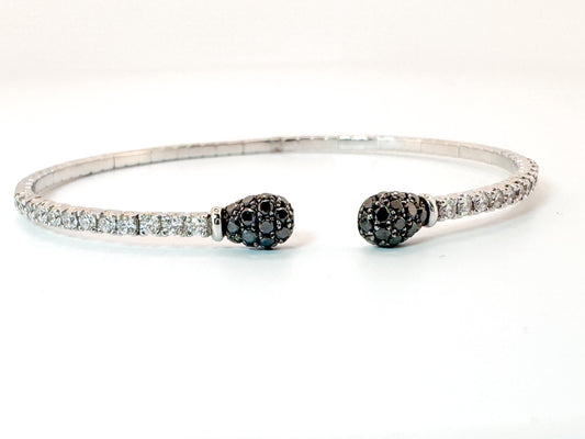 18k, White gold, natural black and white diamond cuff bracelet.