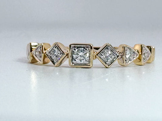 14k, yellow gold .12 carat, natural diamond band.