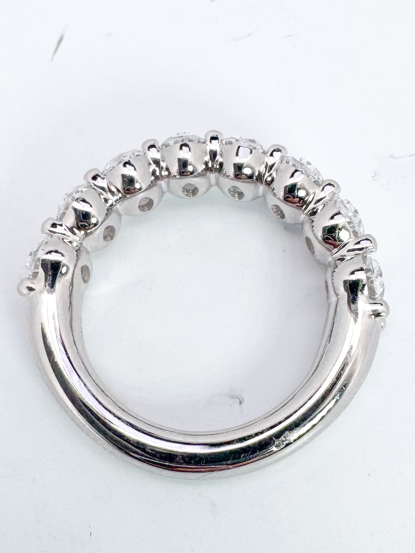 14K,White gold 4.20 diamond total weight oval lab  diamond wedding/ anniversary band