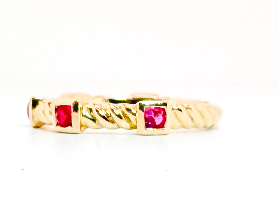 14K, yellow gold, rope, Ruby band. .40 carat total weight