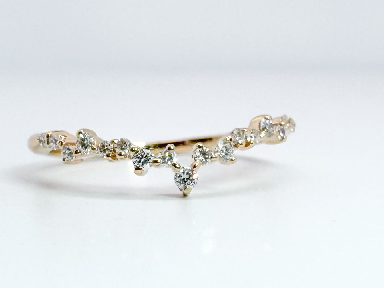 14K, Yellow gold, .22 diamond total weight, contour band.